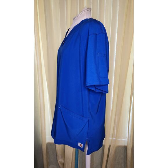 Carhartt Force Scrubs Top Modern Fit Blue Patch Logo Performance Size 2X NWOT - Picture 3 of 6